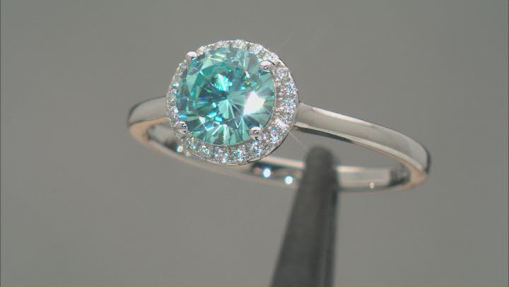 Light Blue And White Cubic Zirconia Rhodium Over Sterling Silver Ring 2.29ctw Video Thumbnail