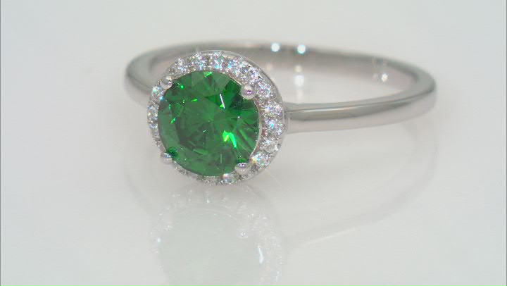 Green And White Cubic Zirconia Rhodium Over Sterling Silver Ring 2.22ctw Video Thumbnail