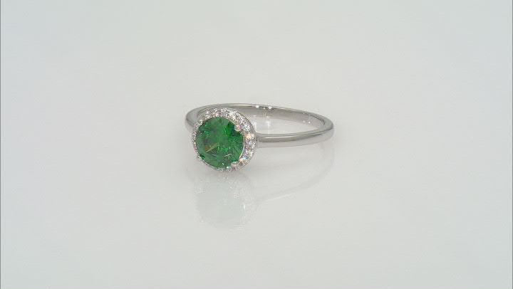 Green And White Cubic Zirconia Rhodium Over Sterling Silver Ring 2.22ctw Video Thumbnail