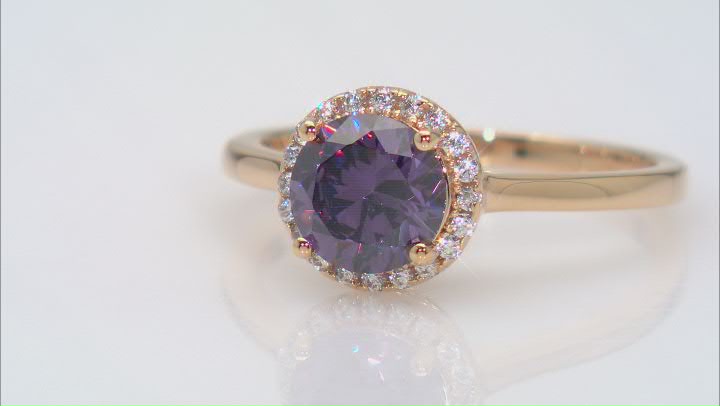Purple And White Cubic Zirconia 18k Yellow Gold Over Sterling Silver Ring 2.53ctw Video Thumbnail