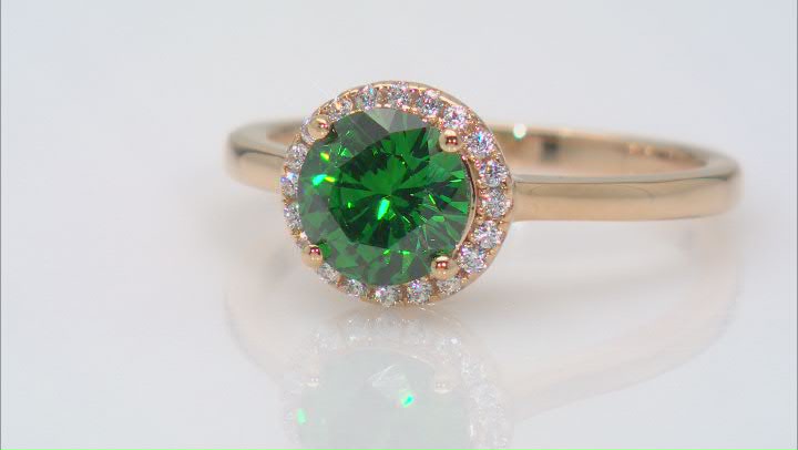 Green And White Cubic Zirconia 18k Yellow Gold Over Sterling Silver Ring 2.21ctw Video Thumbnail