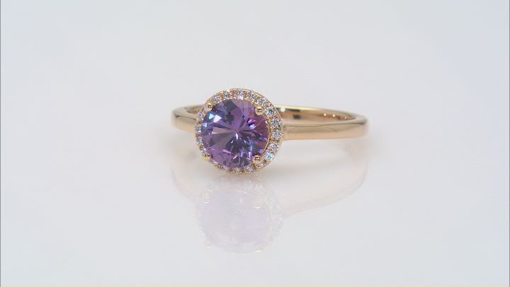 Lab Created Color Change Sapphire And White Cubic Zirconia 18k Yellow Gold Over Sterling Silver Ring Video Thumbnail