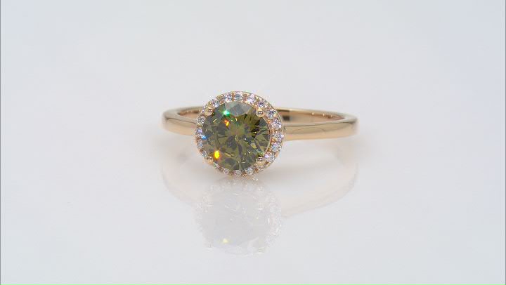 Green And White Cubic Zirconia 18k Yellow Gold Over Sterling Silver Ring 2.64ctw Video Thumbnail