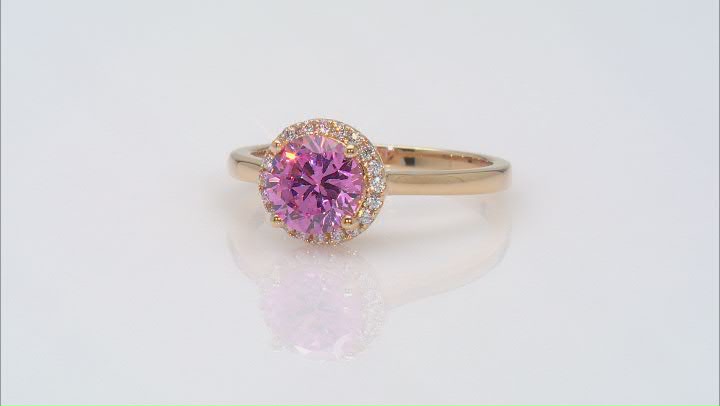 Pink And White Cubic Zirconia 18k Yellow Gold Over Sterling Silver Ring 2.59ctw Video Thumbnail