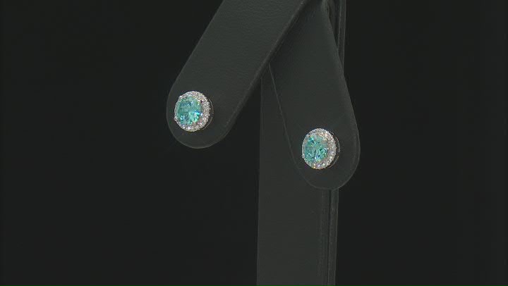 Light Blue And White Cubic Zirconia Rhodium Over Sterling Silver Earrings 2.80ctw Video Thumbnail