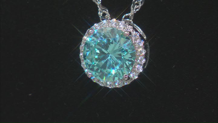 Light Blue And White Cubic Zirconia Rhodium Over Sterling Silver Pendant With Chain 3.41ctw Video Thumbnail