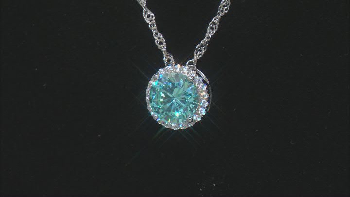 Light Blue And White Cubic Zirconia Rhodium Over Sterling Silver Pendant With Chain 3.41ctw Video Thumbnail