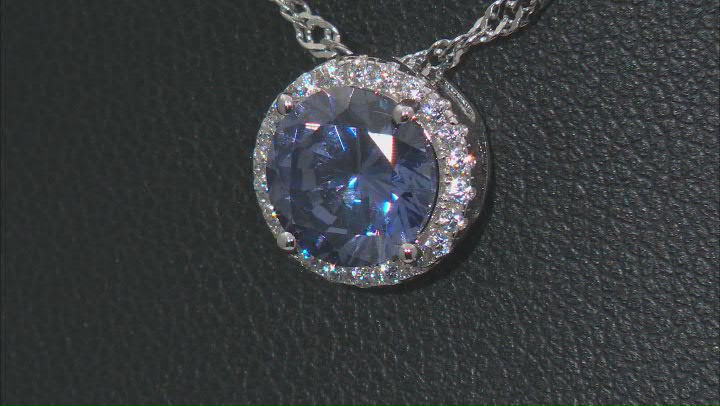 Blue And White Cubic Zirconia Rhodium Over Sterling Silver Pendant With Chain 3.51ctw Video Thumbnail