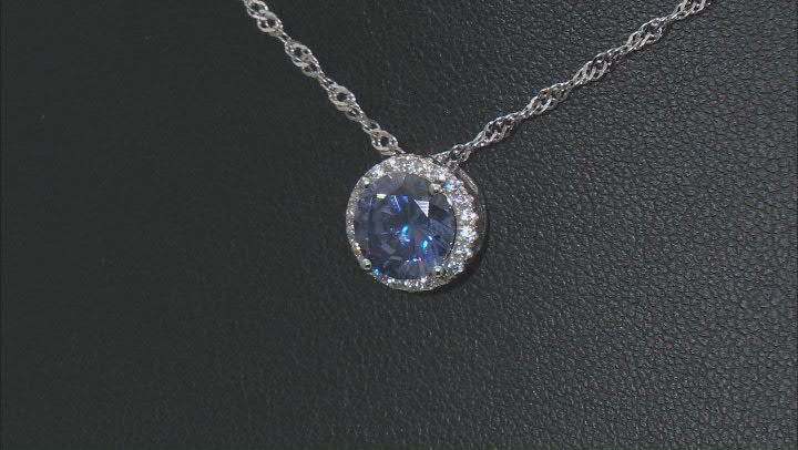 Blue And White Cubic Zirconia Rhodium Over Sterling Silver Pendant With Chain 3.56ctw Video Thumbnail