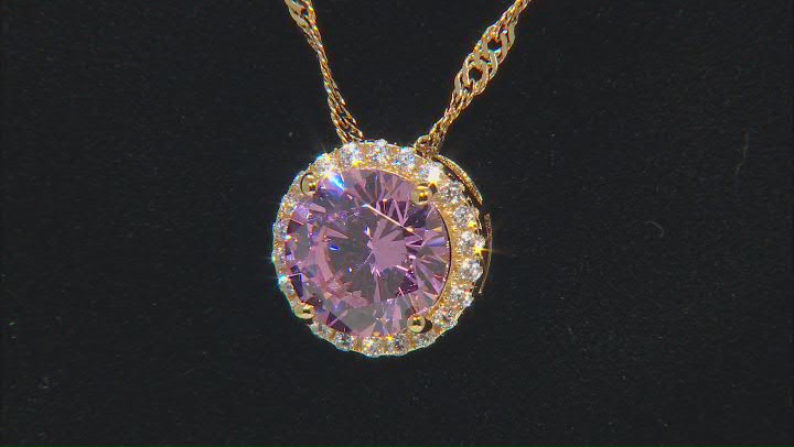 Pink And White Cubic Zirconia 18k Yellow Gold Over Sterling Silver Pendant With Chain 3.72ctw Video Thumbnail