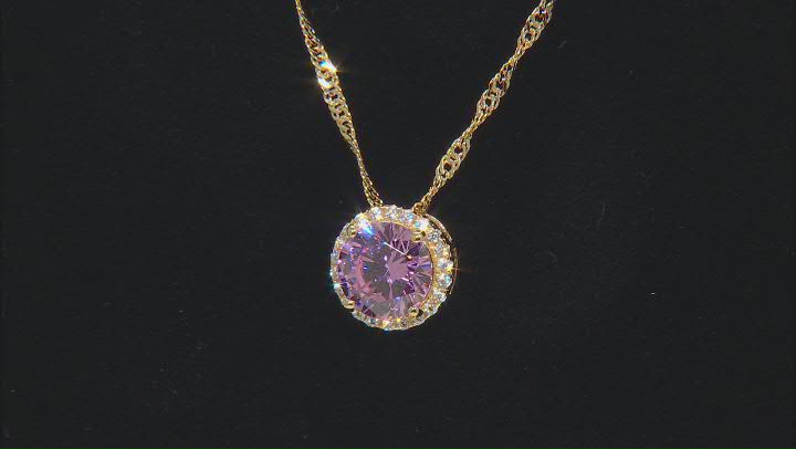 Pink And White Cubic Zirconia 18k Yellow Gold Over Sterling Silver Pendant With Chain 3.72ctw Video Thumbnail