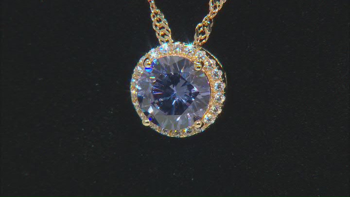 Blue And White Cubic Zirconia 18k Yellow Gold Over Sterling Silver 3.56ctw Video Thumbnail