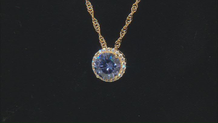 Blue And White Cubic Zirconia 18k Yellow Gold Over Sterling Silver 3.56ctw Video Thumbnail