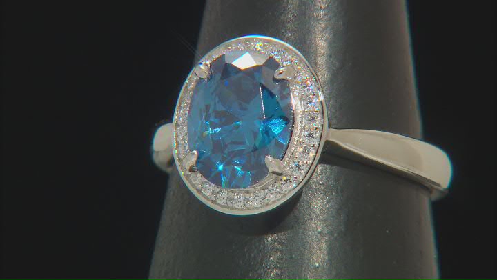 Blue And White Cubic Zirconia Rhodium Over Sterling Silver Ring 3.30ctw Video Thumbnail