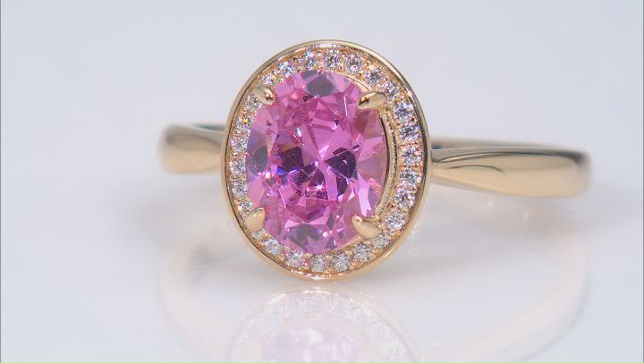 Pink And White Cubic Zirconia 18k Yellow Gold Over Sterling Silver Ring 3.30ctw Video Thumbnail