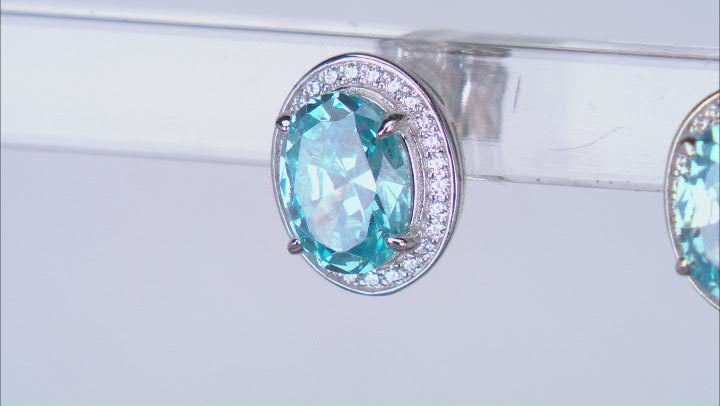 Light Blue And White Cubic Zirconia Rhodium Over Sterling Silver Earrings 4.51ctw Video Thumbnail