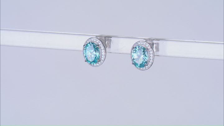 Light Blue And White Cubic Zirconia Rhodium Over Sterling Silver Earrings 4.51ctw Video Thumbnail