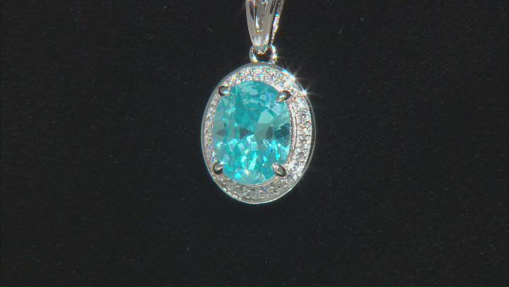 Light Blue And White Cubic Zirconia Rhodium Over Sterling Silver Pendant With Chain 3.00ctw Video Thumbnail
