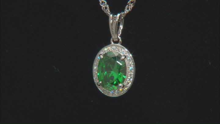 Green And White Cubic Zirconia Rhodium Over Sterling Silver Pendant With Chain 3.07ctw Video Thumbnail