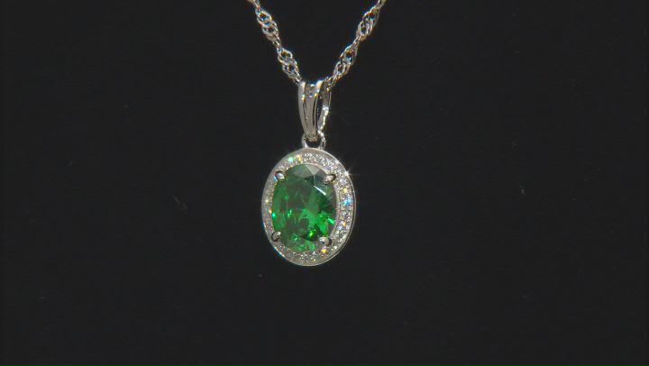 Green And White Cubic Zirconia Rhodium Over Sterling Silver Pendant With Chain 3.07ctw Video Thumbnail