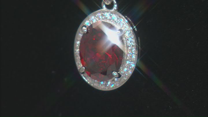 Lab Created Ruby And White Cubic Zirconia Rhodium Over Sterling Silver Pendant With Chain 2.32ctw Video Thumbnail