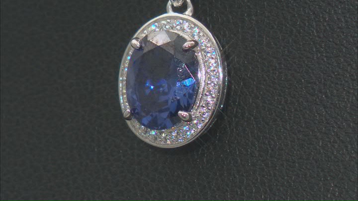 Blue And White Cubic Zirconia Rhodium Over Sterling Silver Pendant With Chain 3.22ctw Video Thumbnail