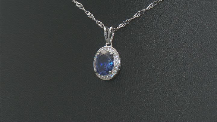 Blue And White Cubic Zirconia Rhodium Over Sterling Silver Pendant With Chain 3.22ctw Video Thumbnail