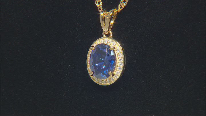 Blue And White Cubic Zirconia 18k Yellow Gold Over Sterling Silver 3.22ctw Video Thumbnail