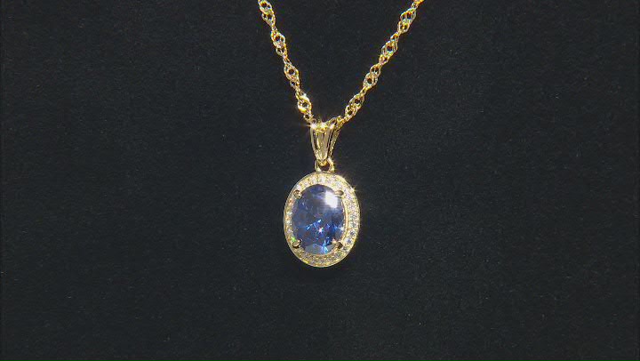 Blue And White Cubic Zirconia 18k Yellow Gold Over Sterling Silver 3.22ctw Video Thumbnail