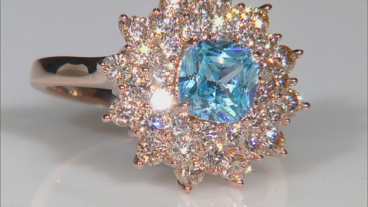 Blue And Brown Cubic Zirconia 18k Rose Gold Over Sterling Silver Ring 5.03ctw Video Thumbnail
