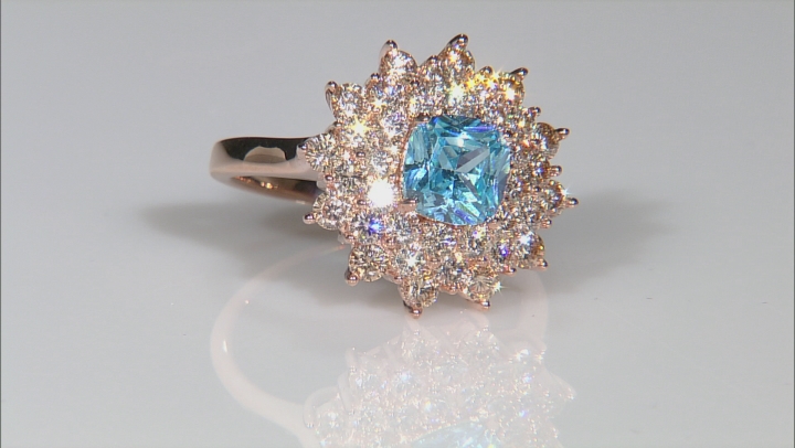 Blue And Brown Cubic Zirconia 18k Rose Gold Over Sterling Silver Ring 5.03ctw Video Thumbnail