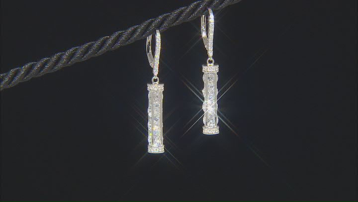 White Cubic Zirconia Rhodium Over Sterling Silver Earrings 6.67cw