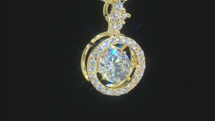 White Cubic Zirconia 18k Yellow Gold Over Sterling Silver Pendant With Chain 2.15ctw Video Thumbnail