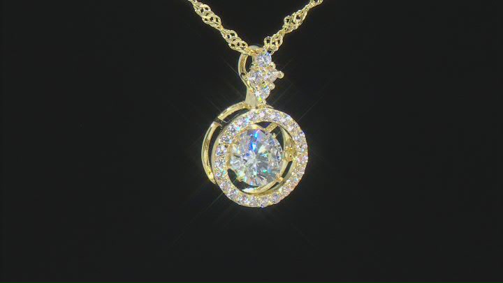 White Cubic Zirconia 18k Yellow Gold Over Sterling Silver Pendant With Chain 2.15ctw Video Thumbnail