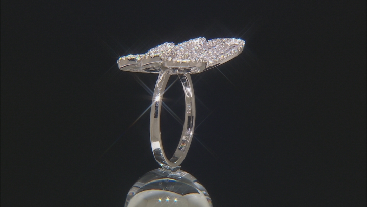 White Cubic Zirconia Rhodium Over Sterling Silver Butterfly Ring 4.12ctw Video Thumbnail