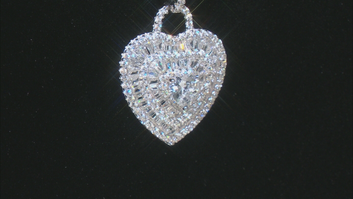 white cubic zirconia rhodium over sterling silver pendant with chain 3.46ctw Video Thumbnail