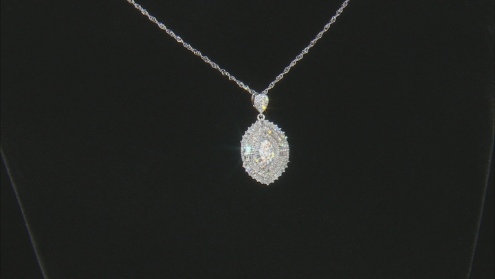 white cubic zirconia rhodium over sterling silver pendant with chain 2.89ctw Video Thumbnail