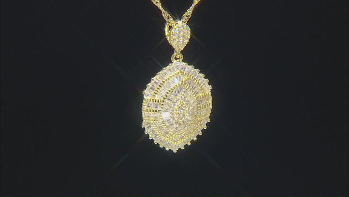 White Cubic Zirconia 18K Yellow Gold Over 
Sterling Silver Pendant With Chain 2.89ctw