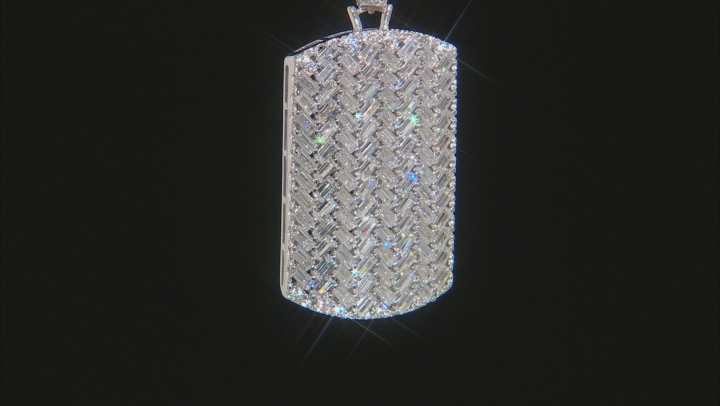white cubic zirconia rhodium over sterling silver pendant with chain 7.85ctw Video Thumbnail