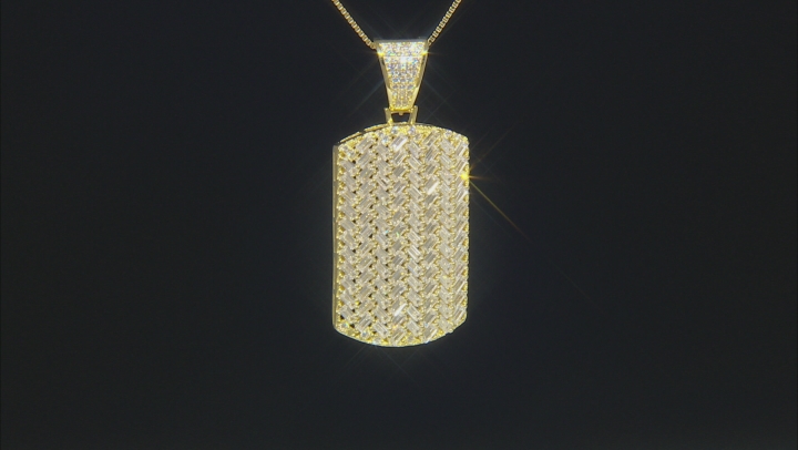 White Cubic Zirconia 18K Yellow Gold Over Silver Pendant With Chain 7.85ctw