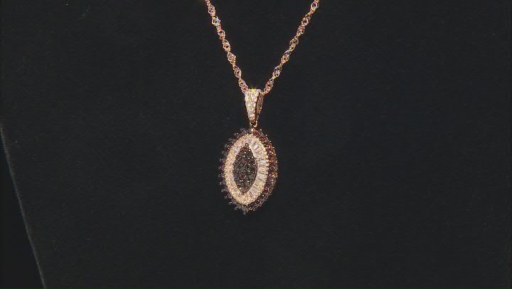 Brown & White Cubic Zirconia 18K Rose Gold Over Sterling Silver Cluster Pendant With Chain 1.92ctw Video Thumbnail