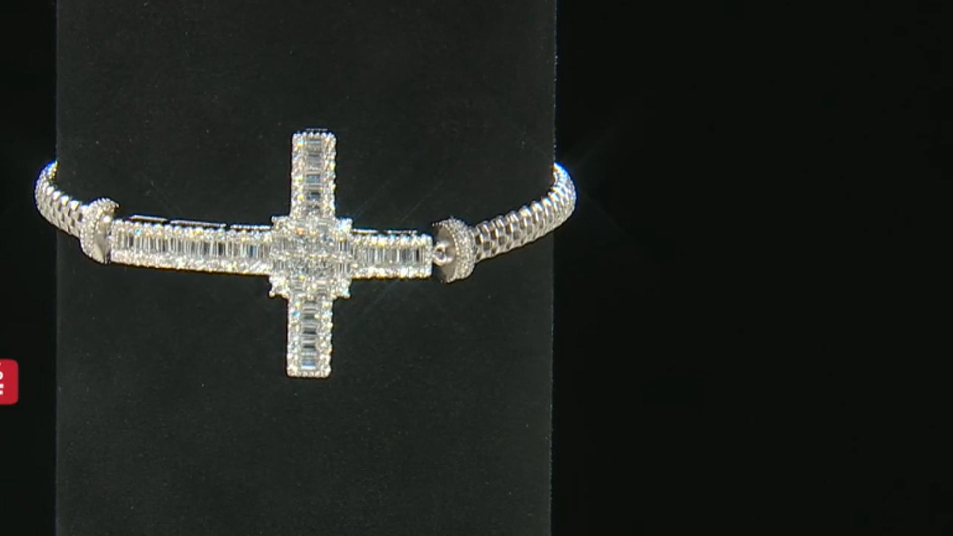 White Cubic Zirconia Rhodium Over Sterling Silver Cross Bracelet 3.87ctw Video Thumbnail