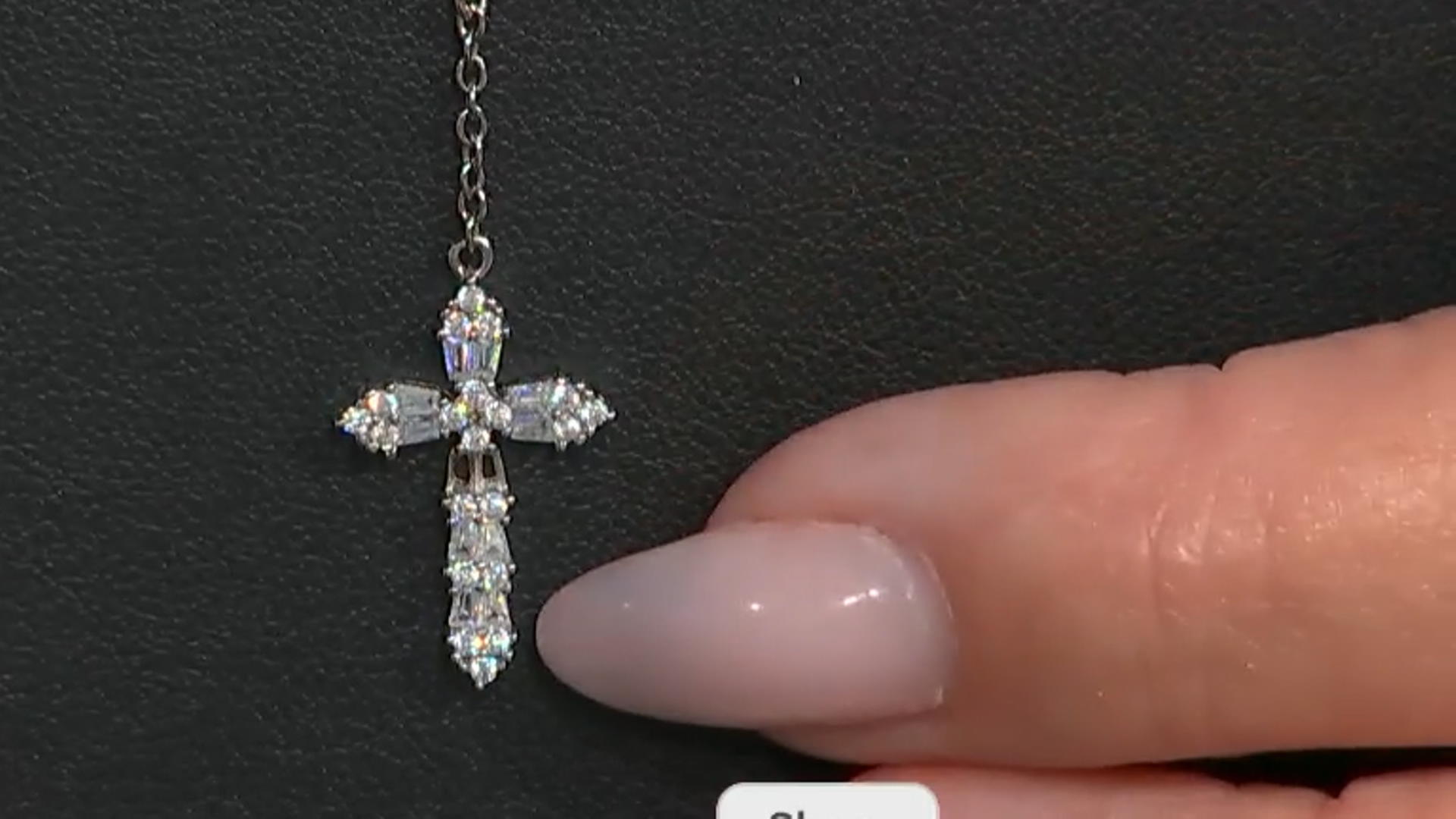 White Cubic Zirconia Rhodium Over Sterling Silver Cross Necklace 2.79ctw Video Thumbnail