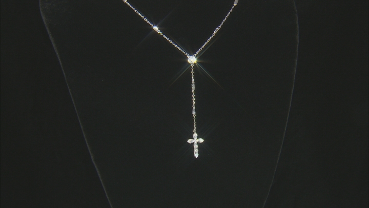 White Cubic Zirconia Rhodium Over Sterling Silver Cross Necklace 2.79ctw Video Thumbnail