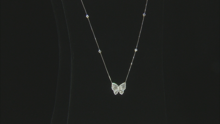 White Cubic Zirconia Rhodium Over Sterling Silver Butterfly Necklace 2.14ctw Video Thumbnail