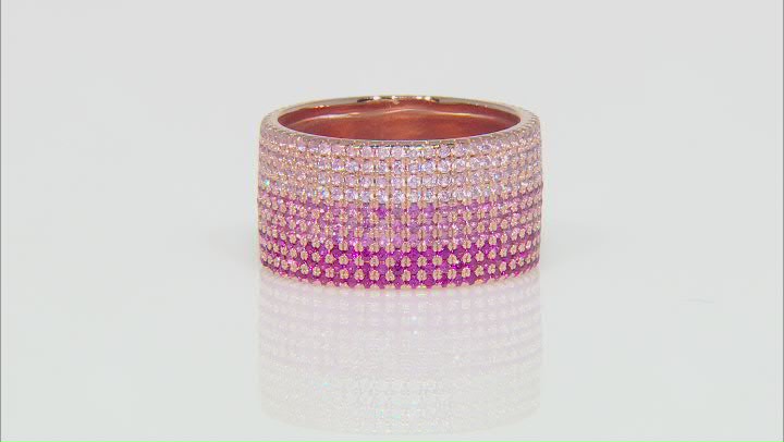 Lab Created Pink Sapphire & Pink Cubic Zirconia 18K Rose Gold Over Silver Band Ring 4.86ctw Video Thumbnail