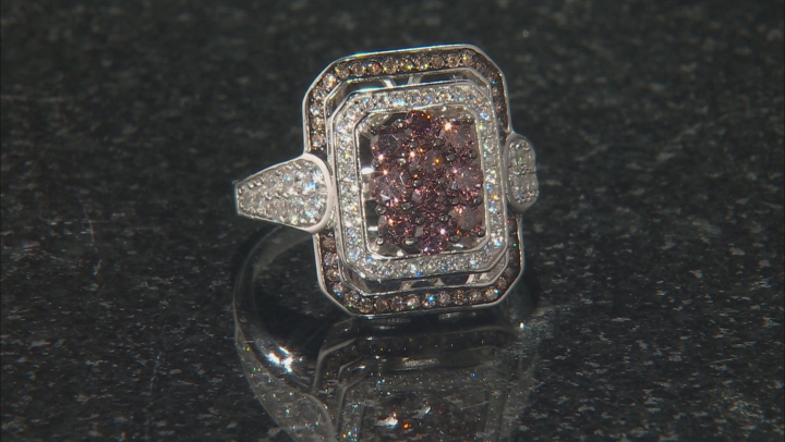 White, Mocha, And Brown Cubic Zirconia Rhodium Over Silver Ring 2.41ctw Video Thumbnail