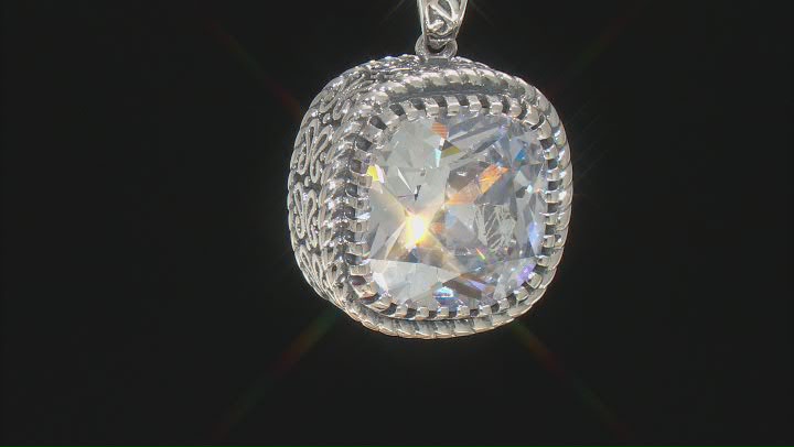 White Cubic Zirconia Rhodium Over Sterling Silver Pendant With Chain 11.01ctw Video Thumbnail