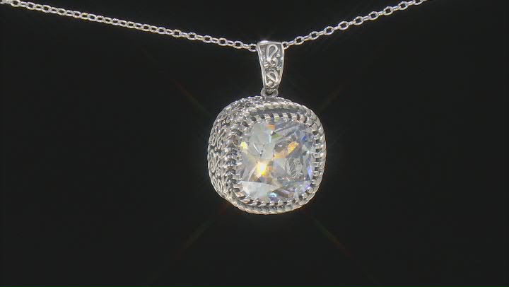 White Cubic Zirconia Rhodium Over Sterling Silver Pendant With Chain 11.01ctw Video Thumbnail