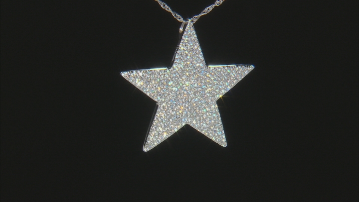 White Cubic Zirconia Rhodium Over Sterling Silver Star Pendant With Chain 5.15ctw Video Thumbnail